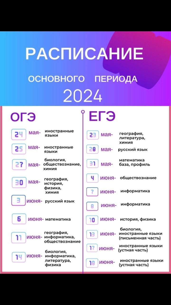 ОБЪЯВЛЕНИЕ о сроках и местах подачи заявлений на прохождение ГИА в Калининградской области в 2024 году.